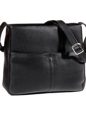 Derek Alexander Minimalist Black Leather Crossbody Bag
